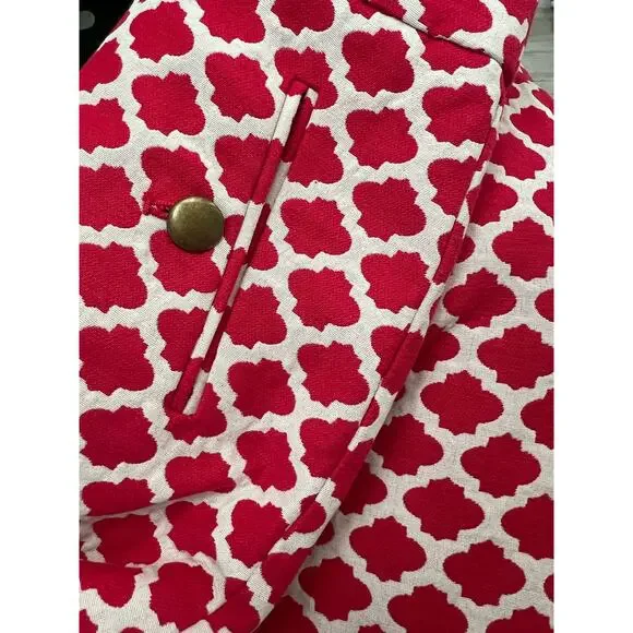 Loft Preppy Chic Red White Geometric Print A-Line Mini Skirt, Lined,  Size 4 - Picture 14 of 15